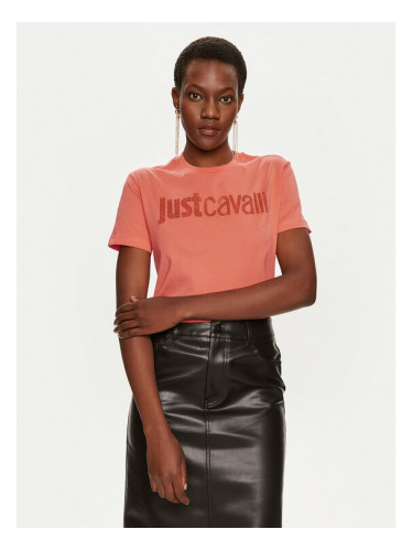 Just Cavalli Тишърт 76PAHE03 Розов Regular Fit