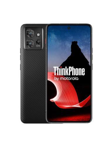 Смартфон Motorola ThinkPhone(черен), поддържа 2 SIM карти, 6.6" (16.76 cm) IPS 144Hz дисплей, осемядрен Qualcomm SM8475 Snapdragon 8+ Gen 1 1x3.19 & 3x2.75 & 4x1.80GHz, 8GB RAM, 256GB Flash памет, 50 + 13 + 2 & 32 + 16 MPix камери, Android, 189g