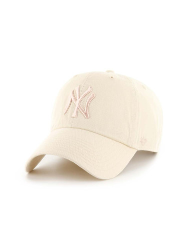 Шапка с козирка 47 brand MLB New York Yankees в бежово с апликация B-NLRGW17GWS-NTN