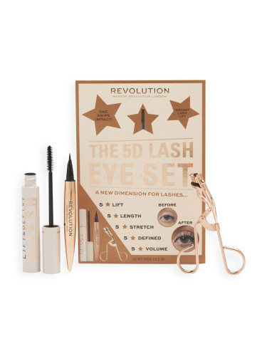 Makeup Revolution London 5D Lash Eye Set Подаръчен комплект спирала 5D Lash 14 ml + очна линия Renaissance Flick 0,8 g Black + пинсета за мигли