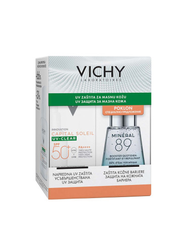 Vichy Комплект Capital Soleil UV-Clear Слънцезащитен флуид против несъвършенства SPF50 + Mineral 89 Хидратиращ гел-бустер