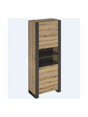 Шкаф Мебели Богдан Combo REG2D/80-E20, Сив графит и Крайбрежен дъб Евок