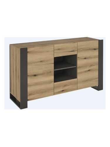 Шкаф Мебели Богдан Combo KOM2D2S-E20, Сив графит и Крайбрежен дъб Евок