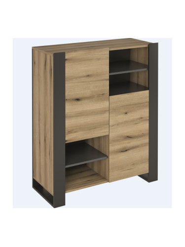 Шкаф Мебели Богдан Combo KOM2D-E20, Сив графит и Крайбрежен дъб Евок