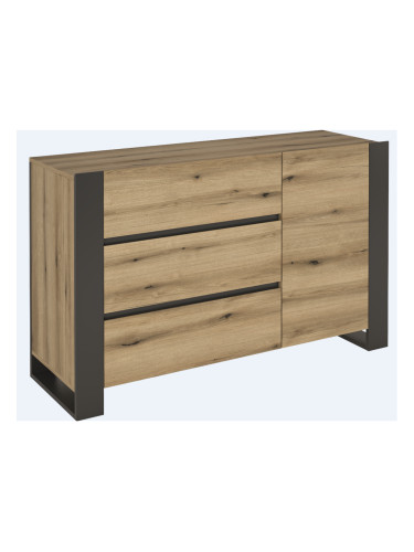 Шкаф Мебели Богдан Combo KOM1D3S-E20, Сив графит и Крайбрежен дъб Евок