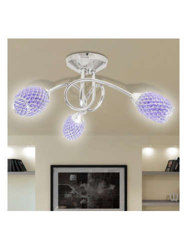 Полилей от лилав акрилен кристал с 3 х G9 ел. крушки