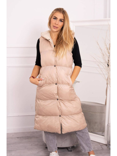 Quilted vest with hood beige