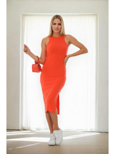 19115 Dewberry Midi Length Pencil Formed Women Dress-ORANGE