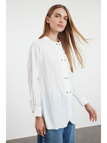 Trendyol Ecru Linen Look Plain Woven Shirt