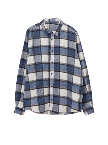 Trendyol Large Size Navy Blue Winter Checkered Lumberjack Shirt