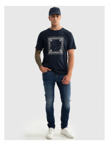 Big Star Man's T-shirt 152417 403 Navy Blue