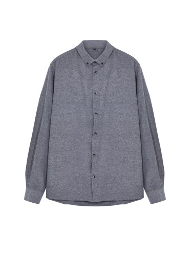 Trendyol Gray Regular Fit Button Collar Flannel Winter Plus Size Shirt