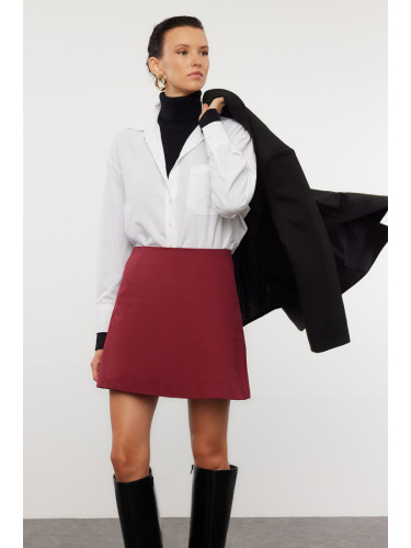 Trendyol Dark Burgundy High Waist A-Line Mini Woven Skirt