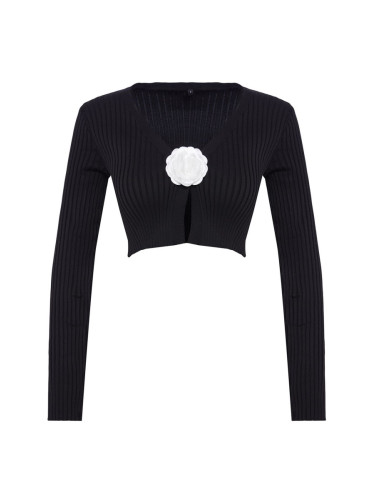 Trendyol Limited Edition Black Rose Detailed Knitwear Cardigan