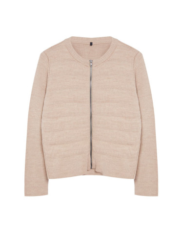 Trendyol Beige Crew Neck Coat Knitwear Cardigan