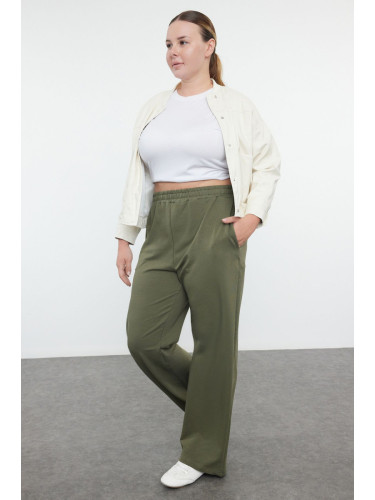 Trendyol Curve Khaki Wide Cut Thin Knitted Sweatpants