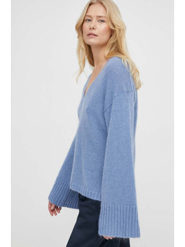Вълнен пуловер By Malene Birger дамски в синьо от топла материя