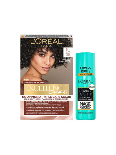 Пакет с отстъпка Боя за коса L'Oréal Paris Magic Retouch Instant Root Concealer Spray + Боя за коса L'Oréal Paris Excellence Creme Triple Protection No Ammonia