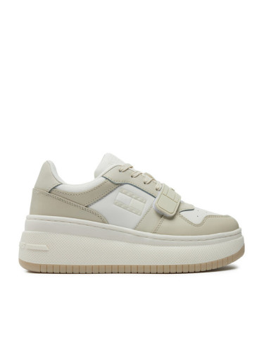 Tommy Jeans Сникърси Tjw Retro Basket Flatform Velcro EN0EN02573 Екрю