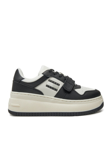 Tommy Jeans Сникърси Tjw Retro Basket Flatform Velcro EN0EN02573 Черен