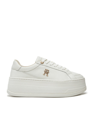 Tommy Hilfiger Сникърси Th Platform Sneaker Lthr FW0FW08209 Екрю