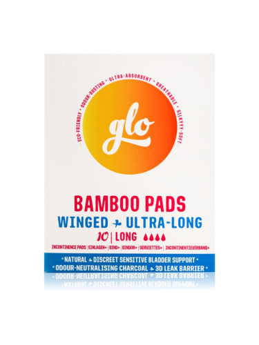 FLO GLO Bamboo Pads превръзки при инконтиненция с крилца Long 10 бр.