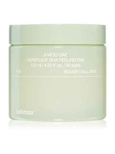 celimax Ji Woo Gae Heartleaf BHA Peeling Pad ексфолиращи възглавнички с успокояващ ефект 60 бр.