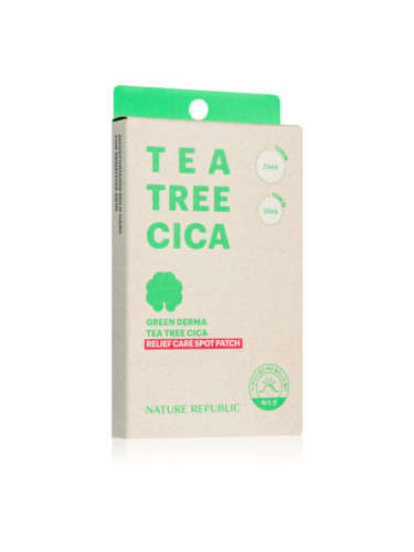 NATURE REPUBLIC Green Derma Tea Tree Cica Relief Care Spot Patch почистващи лентички за лице против акне 60 бр.