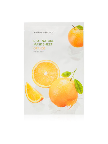 NATURE REPUBLIC Real Nature Orange Mask Sheet хидратираща платнена маска за озаряване на лицето 23 мл.