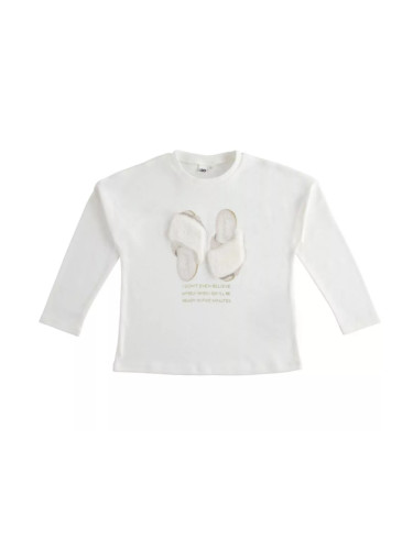 Детска бяла блуза с ефектна щампа iDO