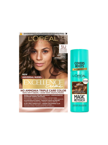 Пакет с отстъпка Боя за коса L'Oréal Paris Magic Retouch Instant Root Concealer Spray + Боя за коса L'Oréal Paris Excellence Creme Triple Protection