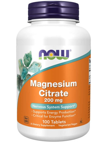 NOW - Magnesium Citrate 200 МГ - 100 Таблетки