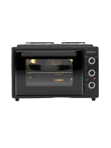 Мини готварска печка Finlux FMC-3524F, 35л. обем, 2 нагревателни зони, черна