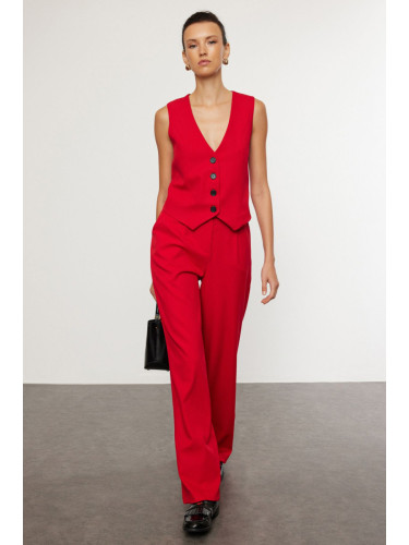 Trendyol Red Regular Vest Wide Leg / Wide Leg Trousers Woven Bottom-Top Set