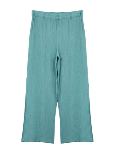 Trendyol Curve Blue Slit Detailed High Waist Wrapped Wide Leg Beach Wear Woven Trousers