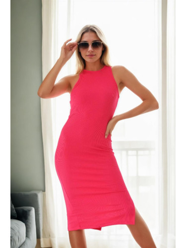 19115 Dewberry Midi Length Pencil Formed Women Dress-FUCHSIA