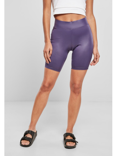 Women's synthetic leather cycling shorts - dark purple