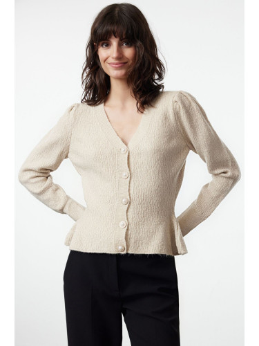 Trendyol Beige Flounced Hem Knitwear Cardigan