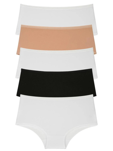 98545 Dewberry Women Panties High Waist Pack of 5-BLACK-WHITE-CAMEL