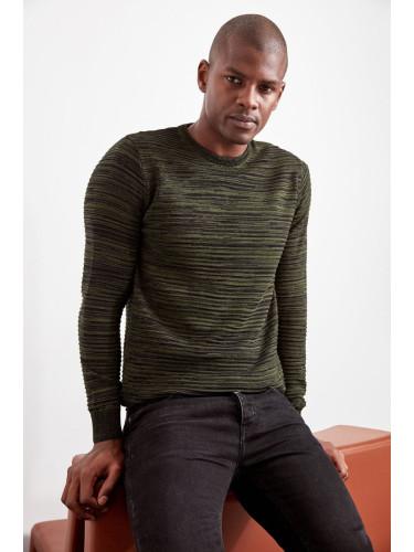 Trendyol Khaki Slim Crew Neck Gradient Knitwear Sweater