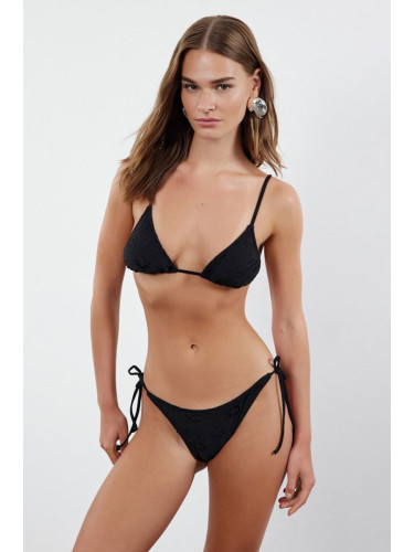 Trendyol Black Triangle Tie Textured Regular Bikini Set