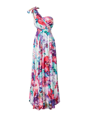 Trendyol Multi-Colored Floral Patterned One-Shoulder Woven Long Elegant Evening Dress