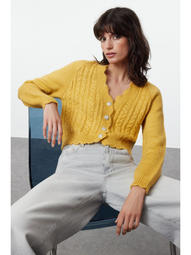 Trendyol Yellow Soft Textured Knitwear Cardigan
