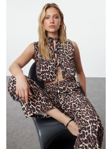 Trendyol Multicolored Animal Leopard Patterned Woven Blouse-Pants Set