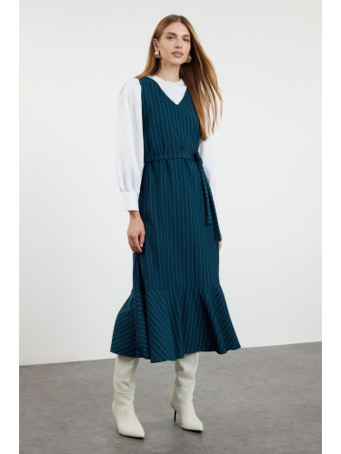 Trendyol Emerald Green Striped Woven Gilet Dress