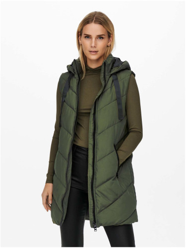 Dark Green Long Quilted Vest JDY Sky - Ladies