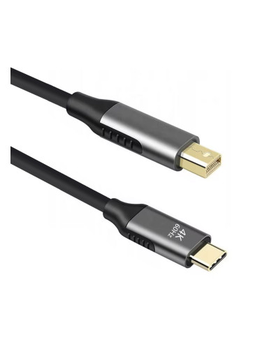 Кабел DeTech, USB-C – Mini DP, 1.8m, 4K, 60Hz, Черен - 18399