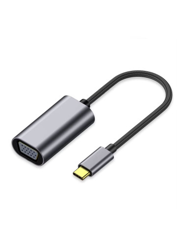 Преходник DeTech, USB-C – VGA, Сив - 17841