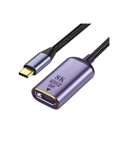 Преходник DeTech, USB-C – DP, 8K, 60Hz, Сив - 17840