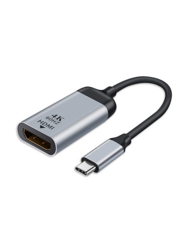 Преходник DeTech, USB-C – HDMI 4K, 60Hz, Сив - 17835